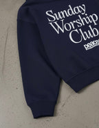 Sunday Worship Club Navy Blue Oversized Heavyweight Hoodie | Peace®