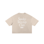 Sunday Worship Club Frayed Boxy Tee Wash Beige | Peace® ODMPOD