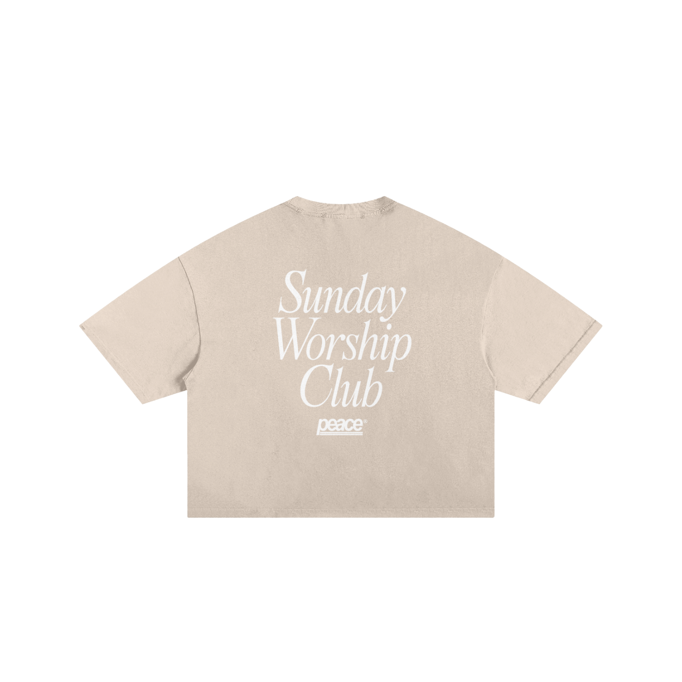 Sunday Worship Club Frayed Boxy Tee Wash Beige | Peace® ODMPOD