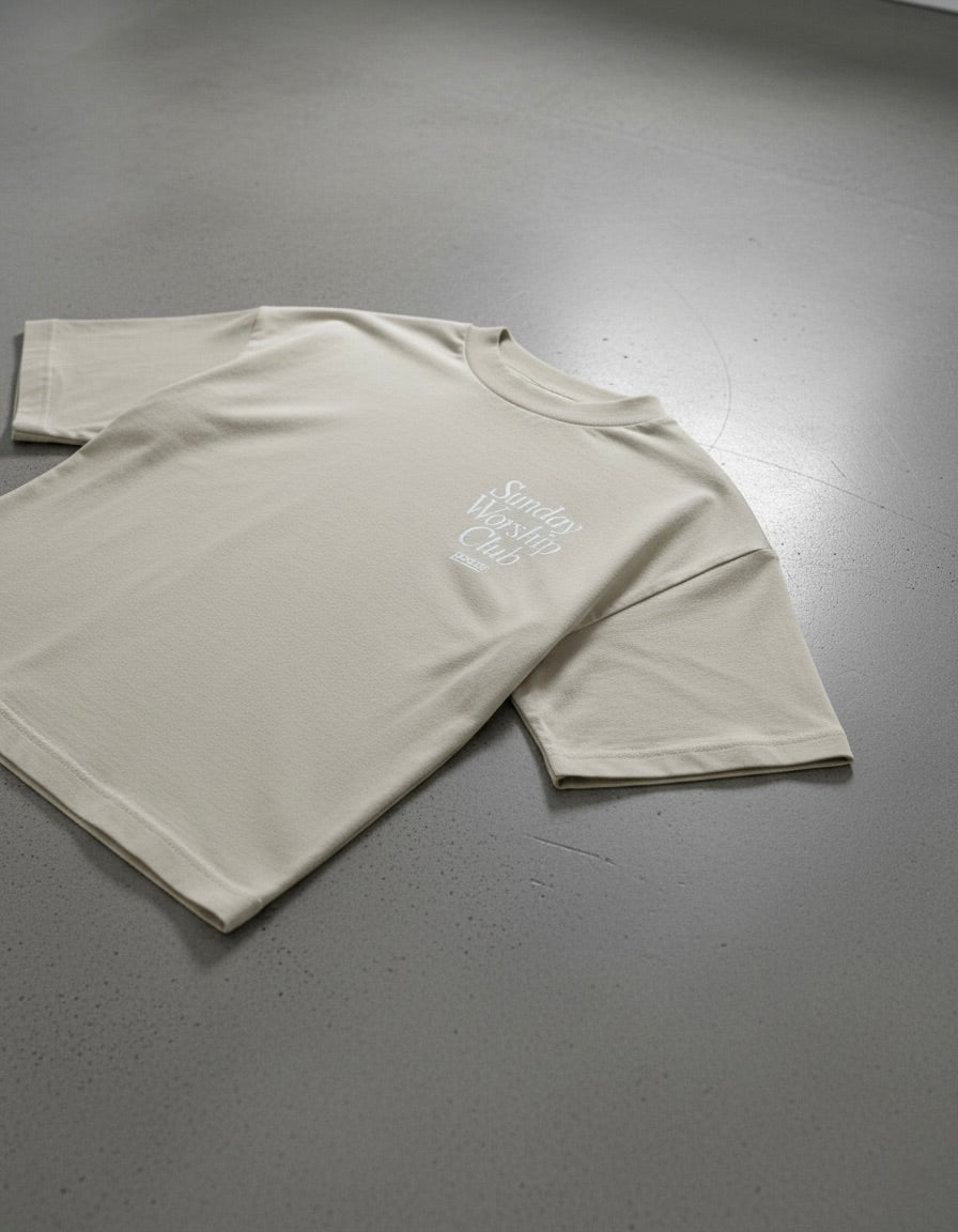 Sunday Worship Club Boxy Tee Beige | Peace®