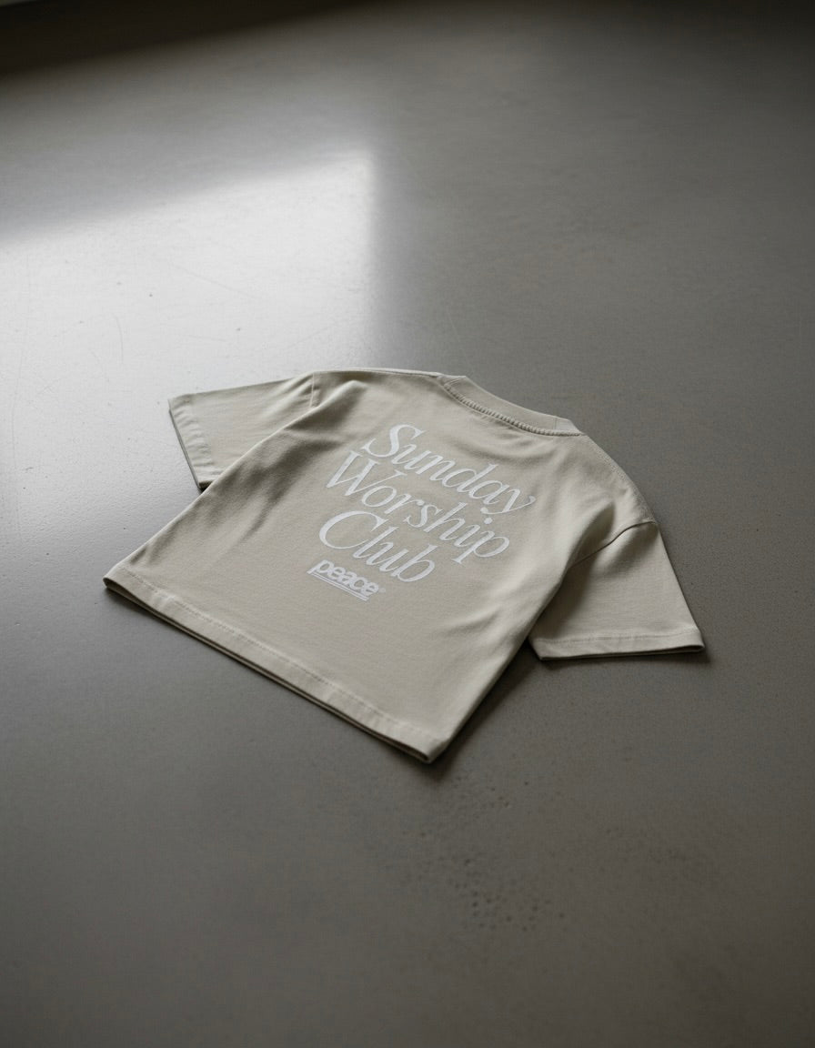 Sunday Worship Club Boxy Tee Beige | Peace®