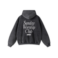 Sunday Worship Club Premium Black Acid Washed Oversized Hoodie | Peace® ODMPOD
