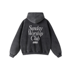 Sunday Worship Club Premium Black Acid Washed Oversized Hoodie | Peace® ODMPOD