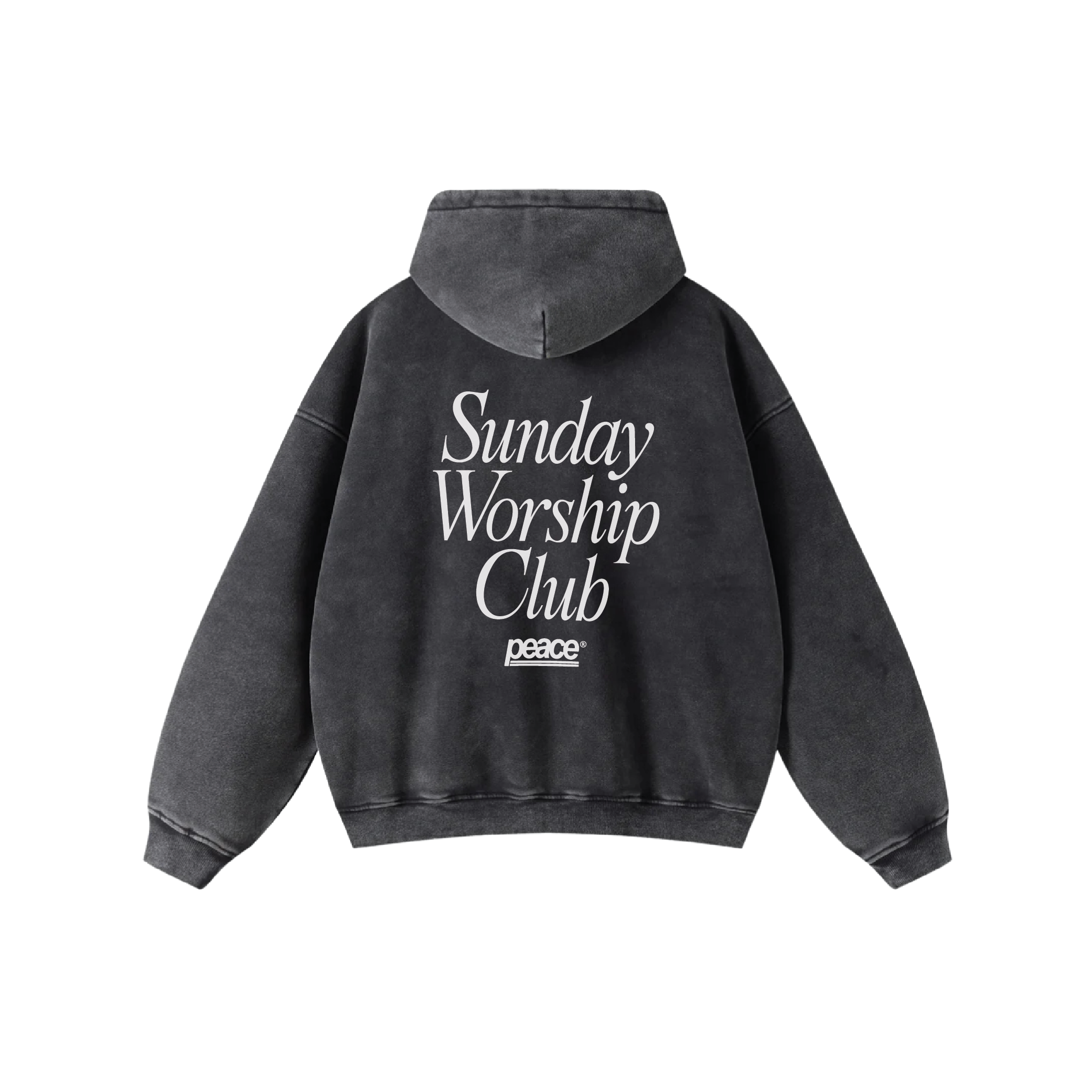Sunday Worship Club Premium Black Acid Washed Oversized Hoodie | Peace® ODMPOD