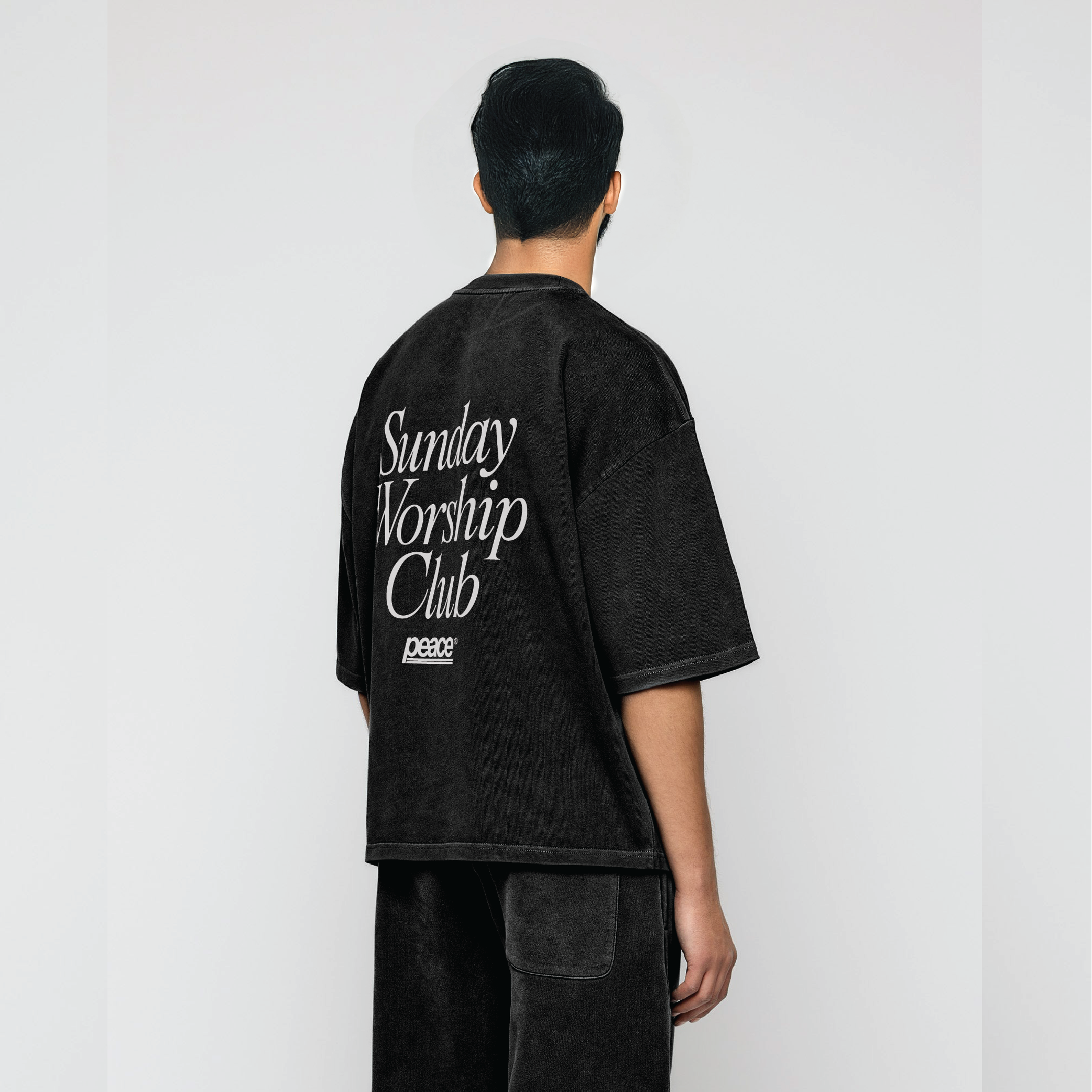 Sunday Worship Club Premium Acid Wash Oversized Heavyweight Tee | Peace®