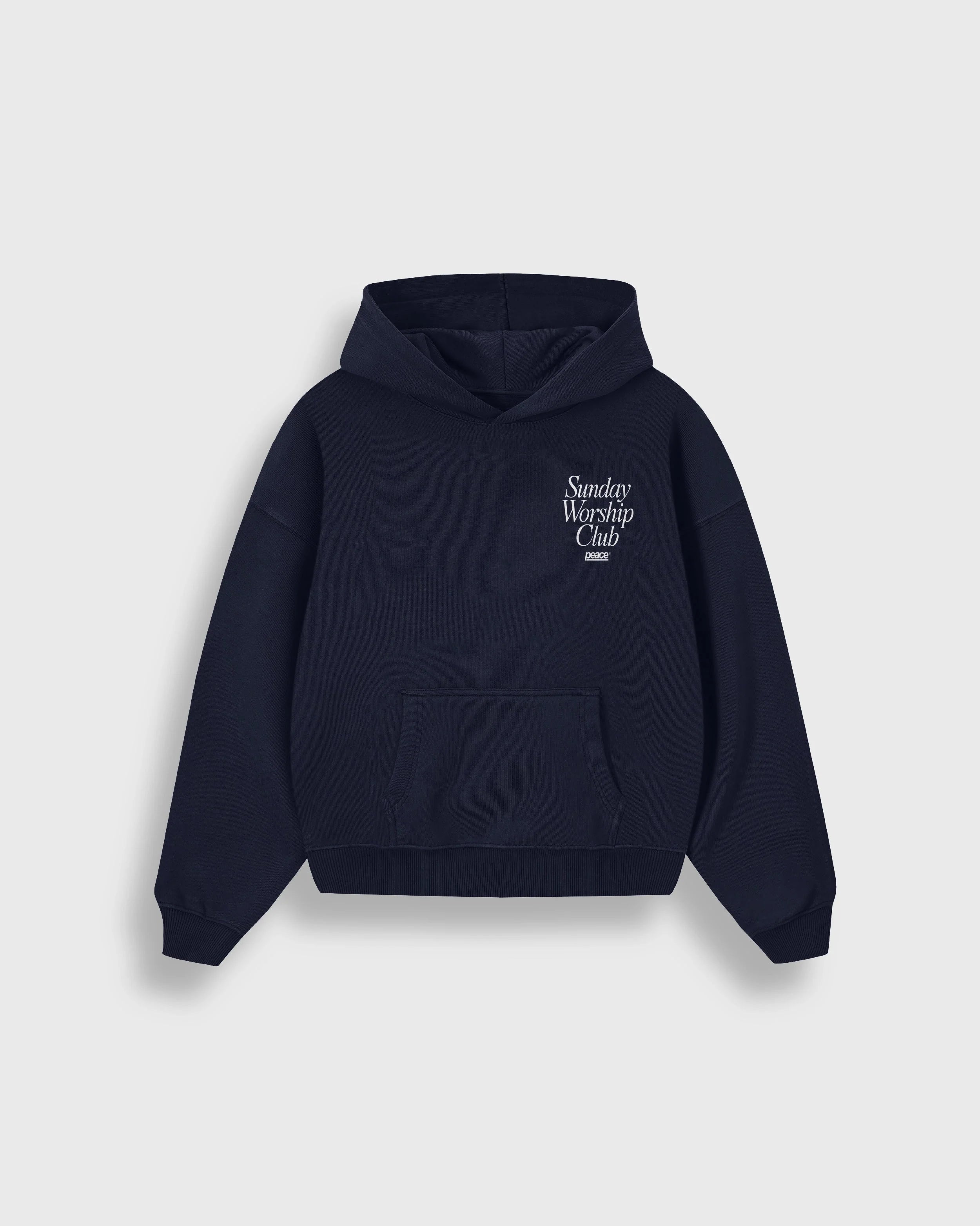 Sunday Worship Club Navy Blue Oversized Heavyweight Hoodie | Peace® ODMPOD
