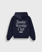 Sunday Worship Club Navy Blue Oversized Heavyweight Hoodie | Peace® ODMPOD