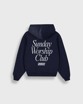 Sunday Worship Club Navy Blue Oversized Heavyweight Hoodie | Peace® ODMPOD