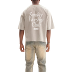 Sunday Worship Club Frayed Boxy Tee Wash Beige | Peace® ODMPOD