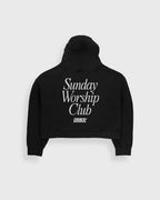 Sunday Worship Club Premium Black Boxy Hoodie | Peace® ODMPOD