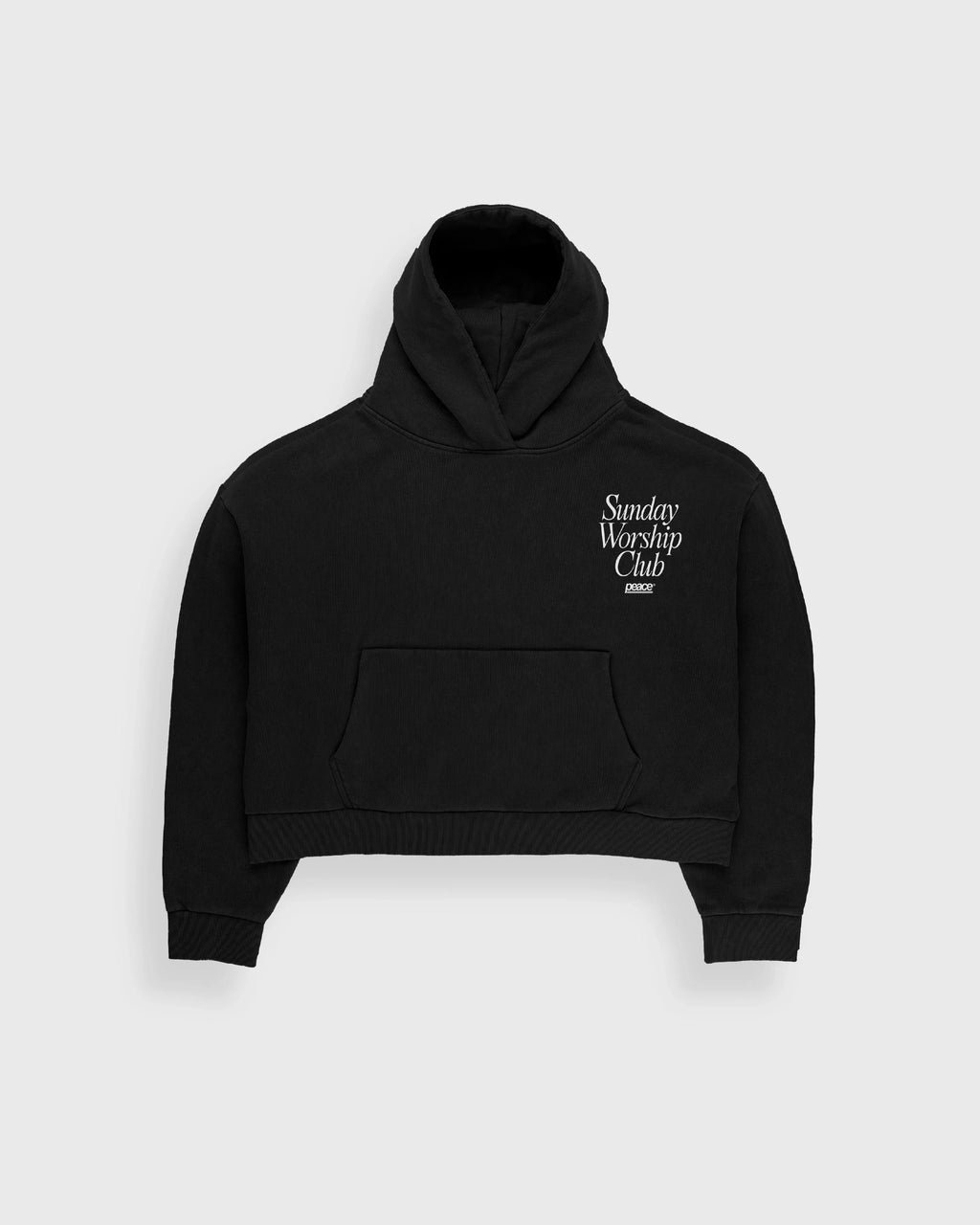 Sunday Worship Club Premium Black Boxy Hoodie | Peace® ODMPOD