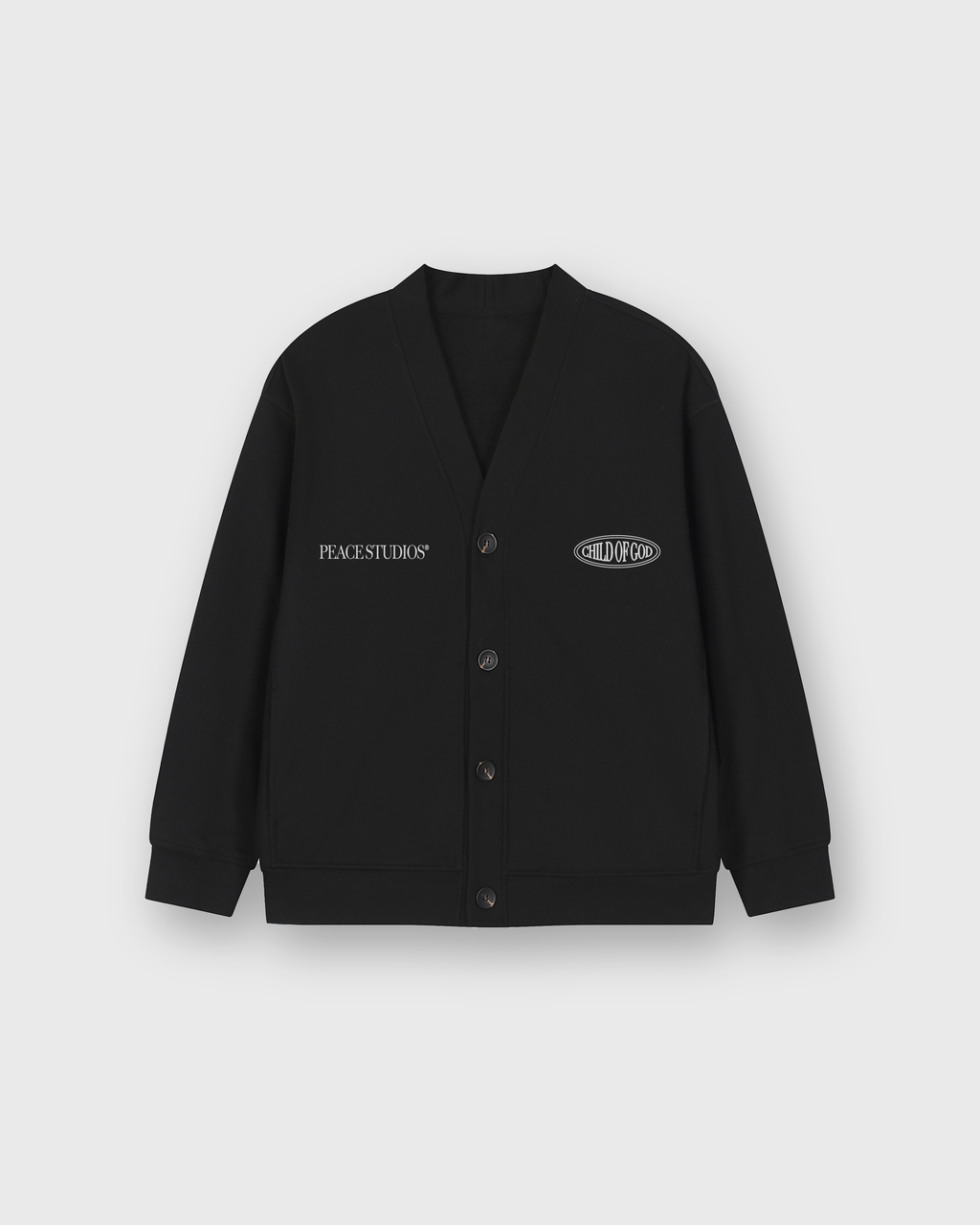 Child of God II Black Essential Heavyweight Sweat Cardigan | Peace®