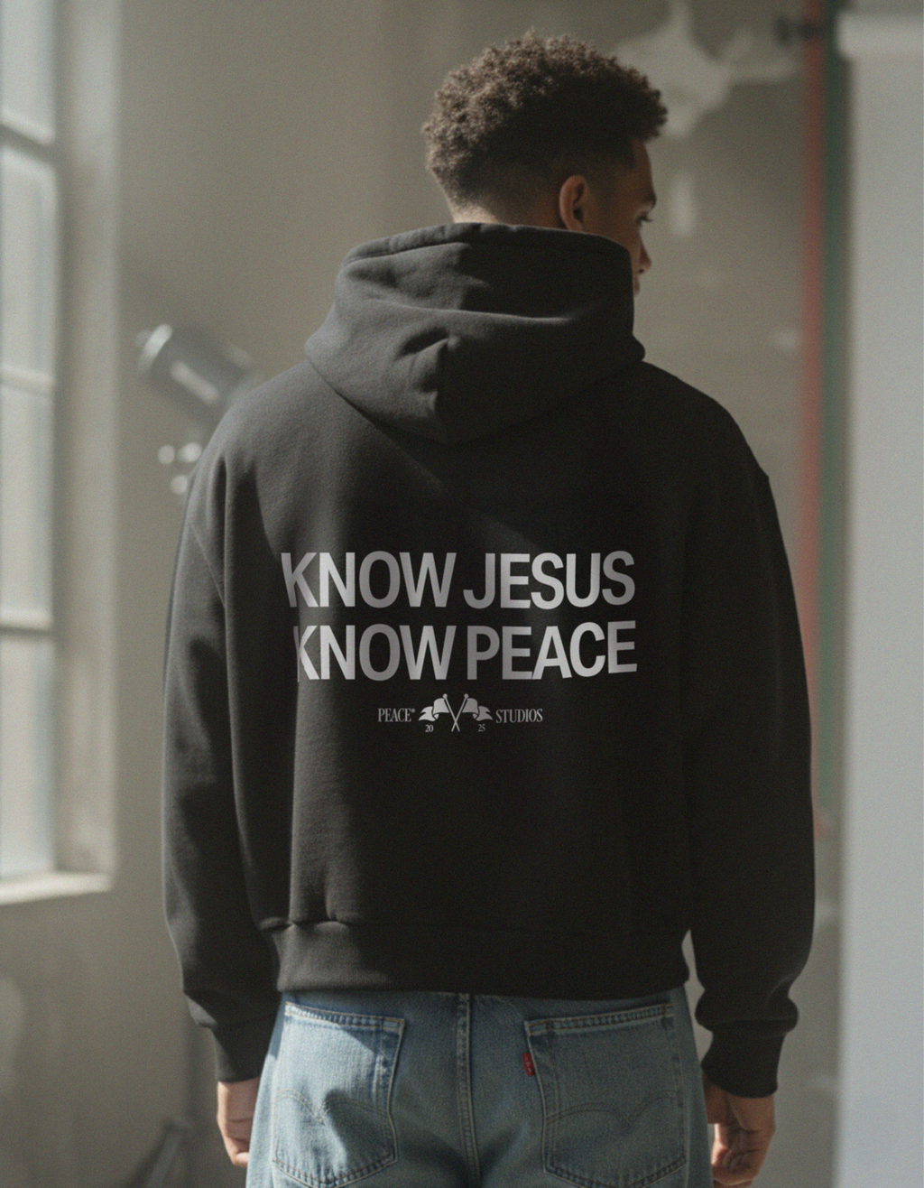 Know Jesus, Know Peace Premium Black Boxy Hoodie | Peace®