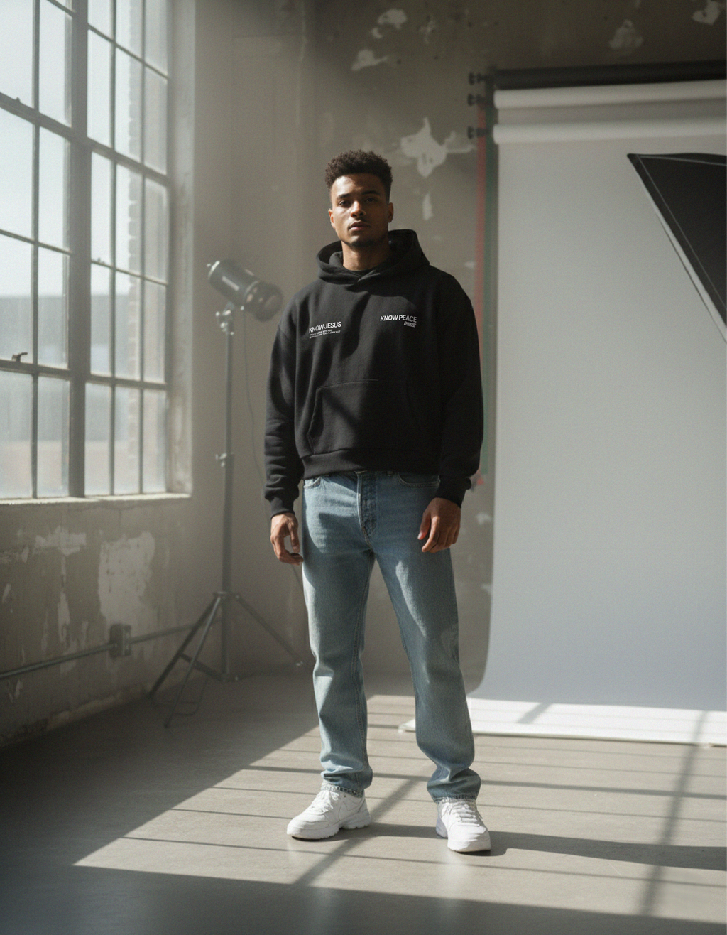 Know Jesus, Know Peace Premium Black Boxy Hoodie | Peace®