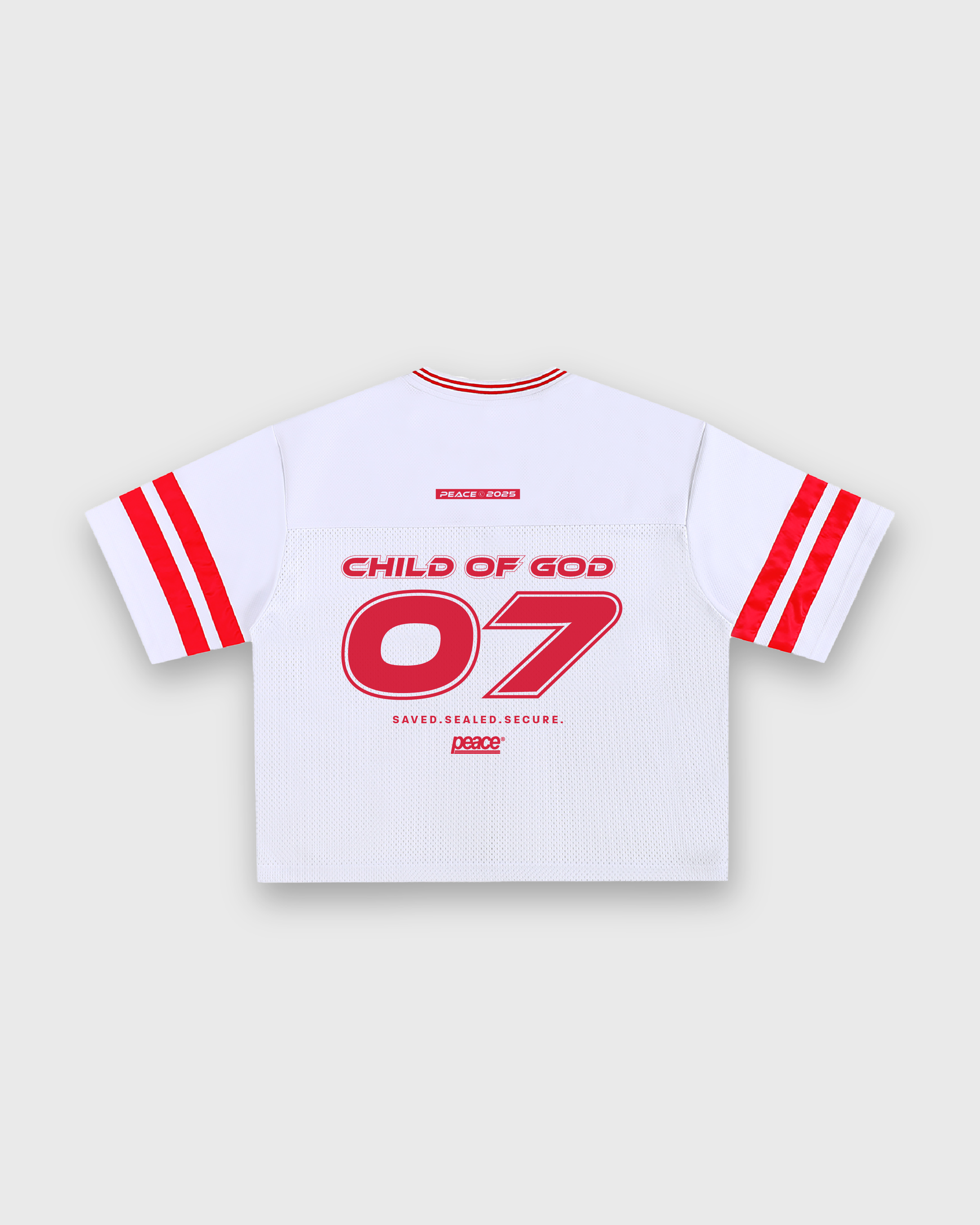 Child of God Vintage White Varsity-Inspired Boxy Tee | Peace®