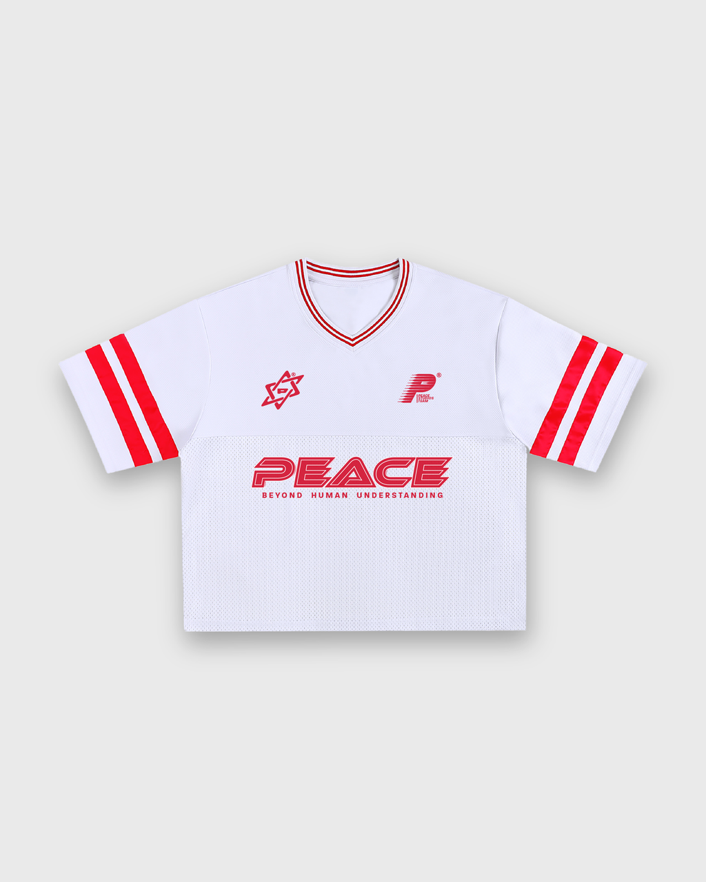 Child of God Vintage White Varsity-Inspired Boxy Tee | Peace®