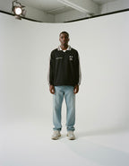 Know Jesus, Know Peace Signature Black Striped Collar Sweatshirt | Peace®