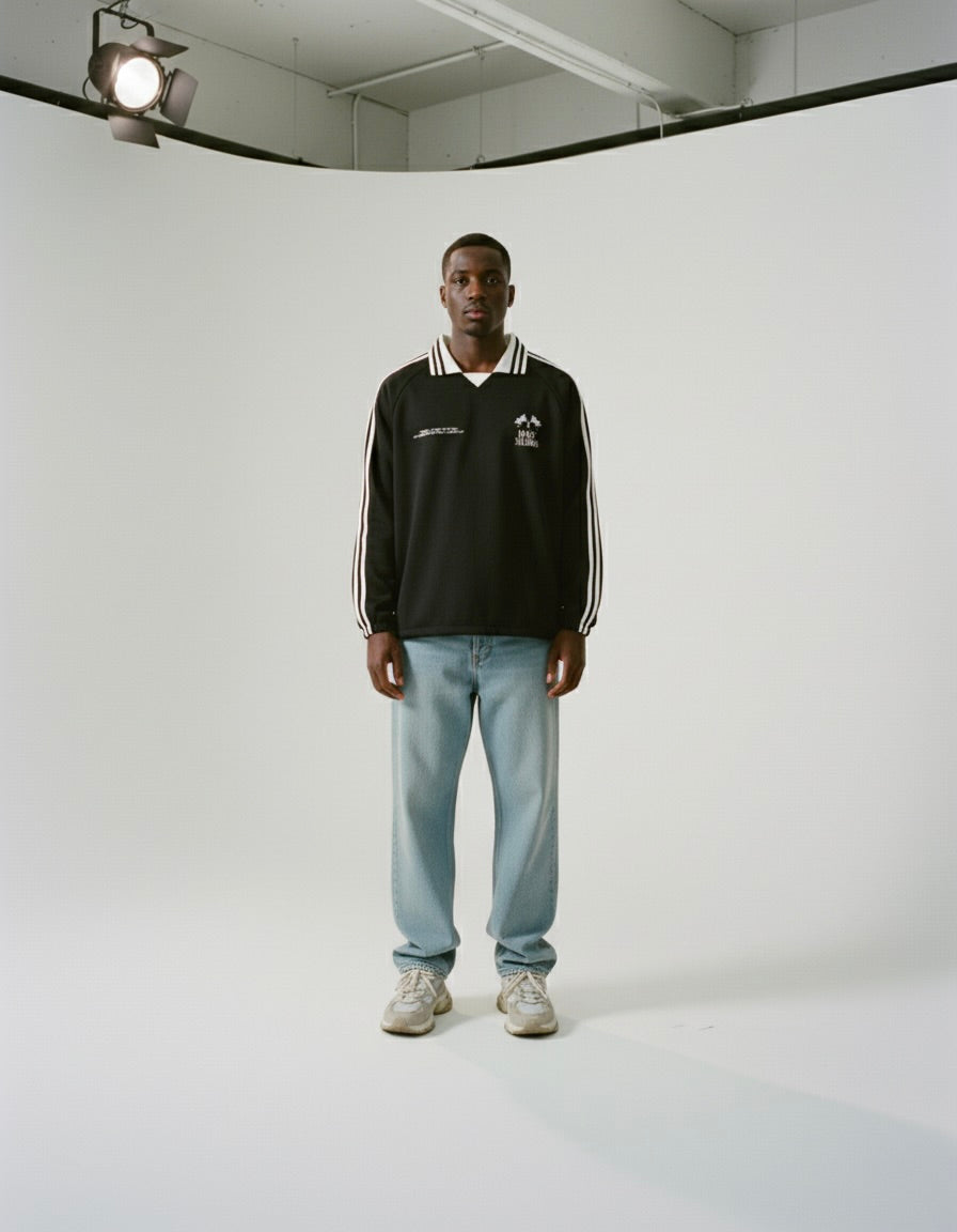 Know Jesus, Know Peace Signature Black Striped Collar Sweatshirt | Peace®