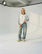 Know Jesus, Know Peace Signature White Striped Collar Sweatshirt | Peace®