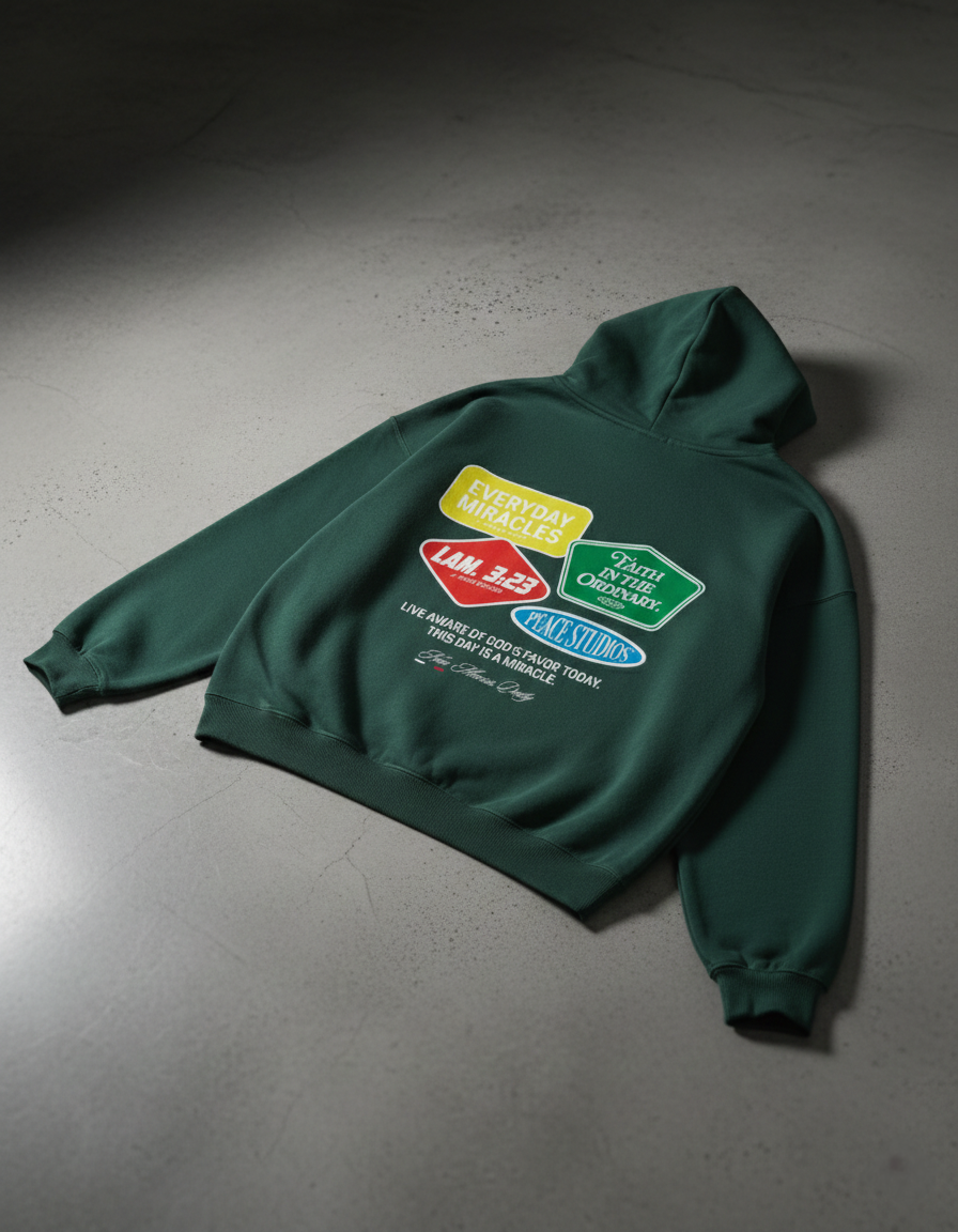 Everyday Miracles Green Boxy Hoodie | Peace®