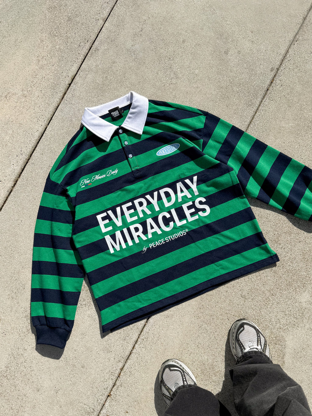 Everyday Miracles Green Stripe Polo Shirt | Peace®