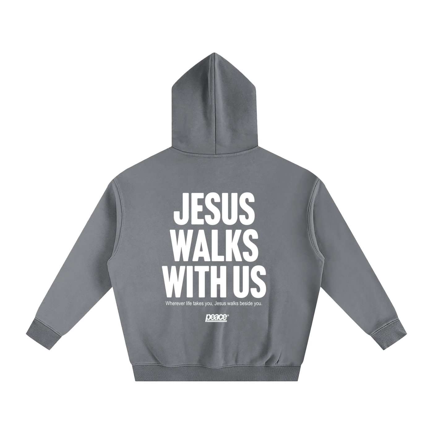 Jesus Walks With Us Gray Oversized Heavyweight Hoodie | Peace® ODMPOD