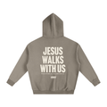 Jesus Walks With Us Gray Coffee Oversized Heavyweight Hoodie | Peace® ODMPOD