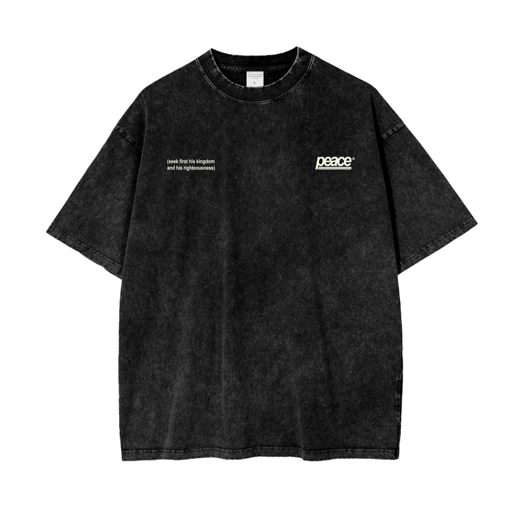 Heaven’s Passion Black Acid Washed Oversized Tee | Peace® PEACE STORE