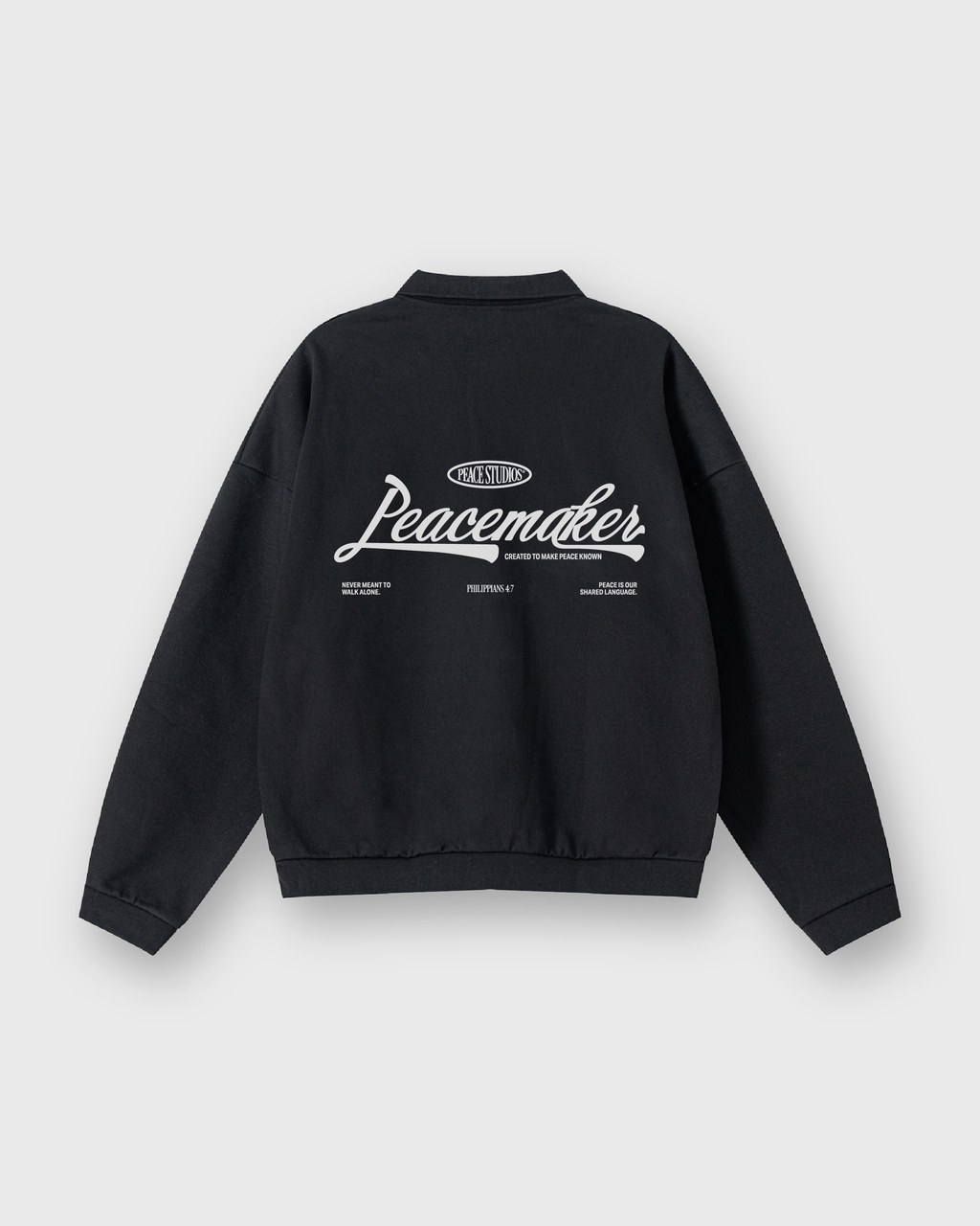 Peacemaker Heavyweight Black Fleece Polo Sweatshirt | Peace®