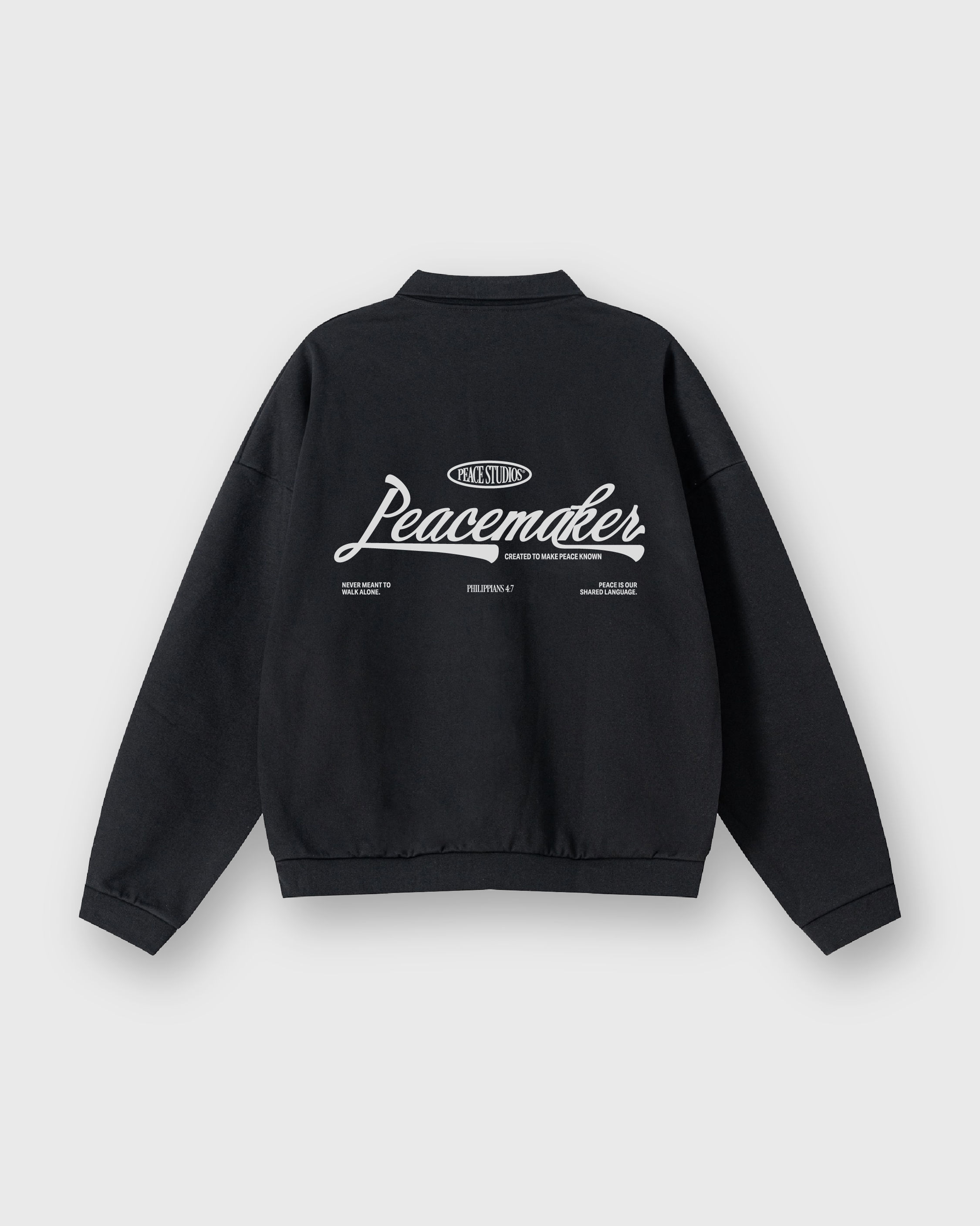 Peacemaker Heavyweight Black Fleece Polo Sweatshirt | Peace®