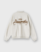 Peacemaker Heavyweight Oat Gray Fleece Polo Sweatshirt | Peace®