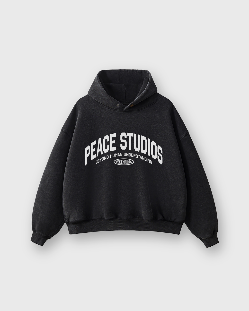 Peace® Studios Premium Enzyme-Washed Boxy Frayed Hoodie | Vintage Black