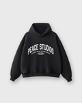 Peace® Studios Premium Enzyme-Washed Boxy Frayed Hoodie | Vintage Black