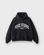 Peace® Studios Premium Enzyme-Washed Boxy Frayed Hoodie | Vintage Black