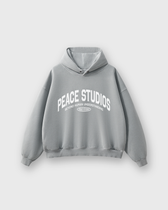 Peace® Studios Premium Enzyme-Washed Boxy Frayed Hoodie | Vintage Gray