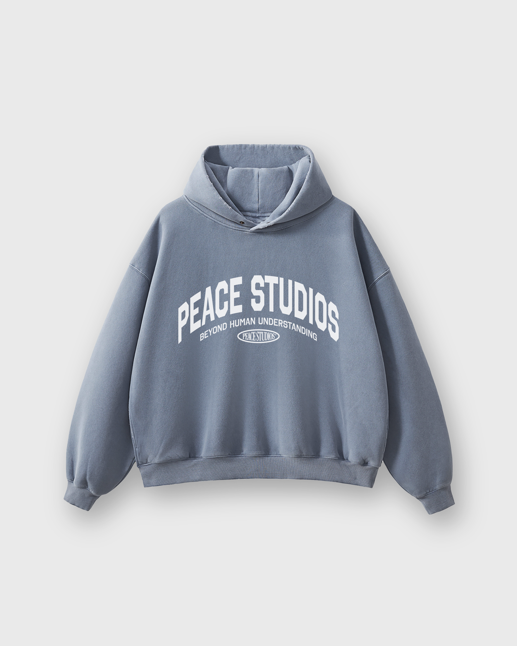 Peace® Studios Premium Enzyme-Washed Boxy Frayed Hoodie | Vintage Blue