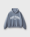 Peace® Studios Premium Enzyme-Washed Boxy Frayed Hoodie | Vintage Blue