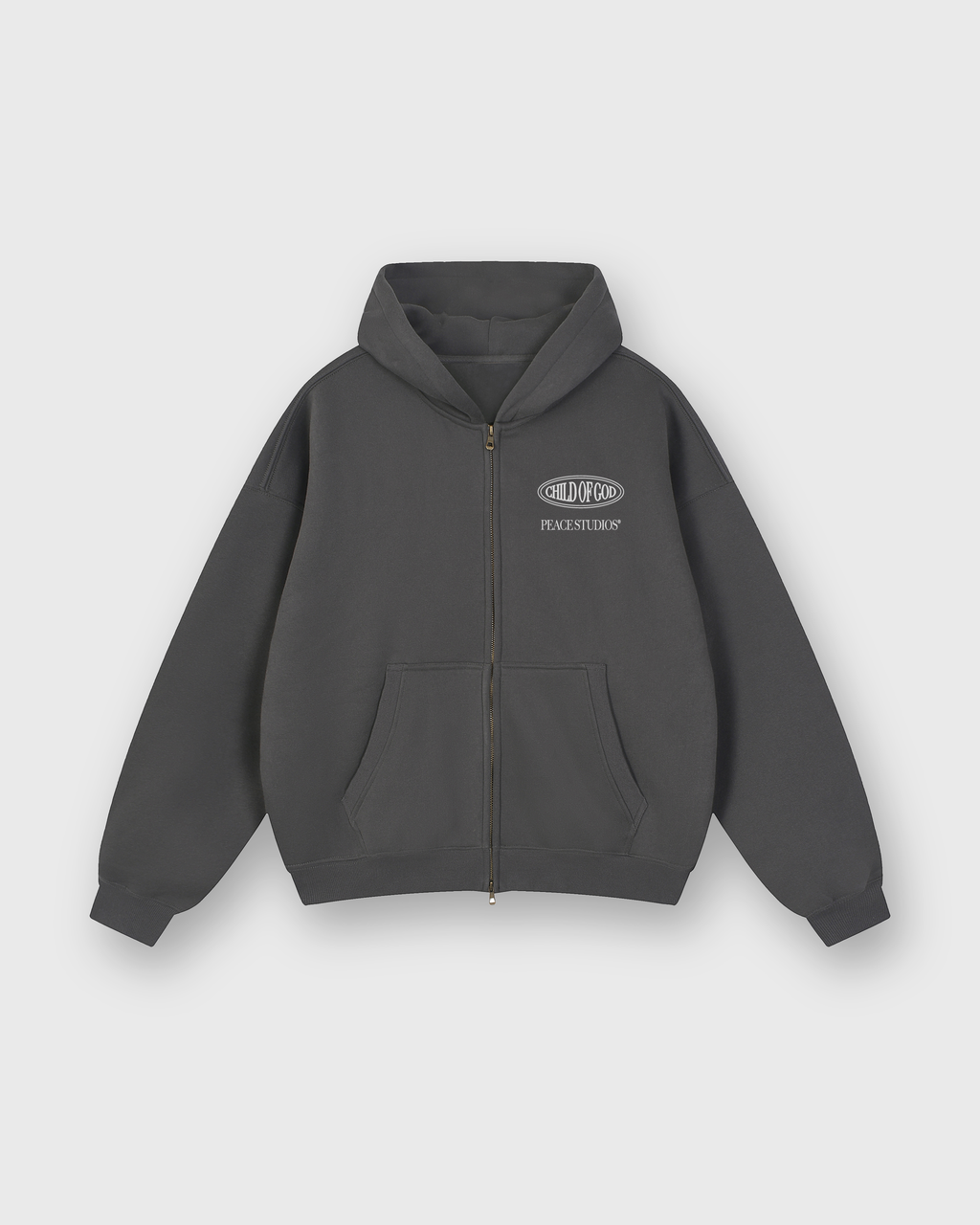 Child of God II Dark Gray Dual-Zip Fleece Boxy Hoodie | Peace®