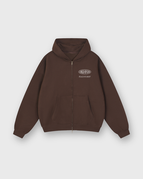 Child of God II Brown Dual-Zip Fleece Boxy Hoodie | Peace®