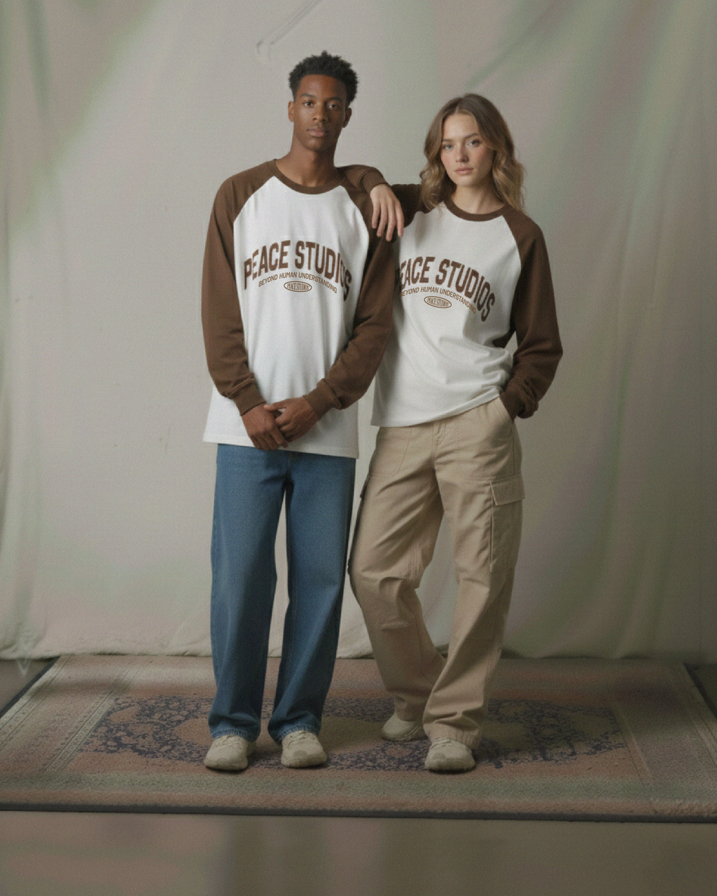 The Signature Brown and White Raglan Long-Sleeve Tee | Peace®