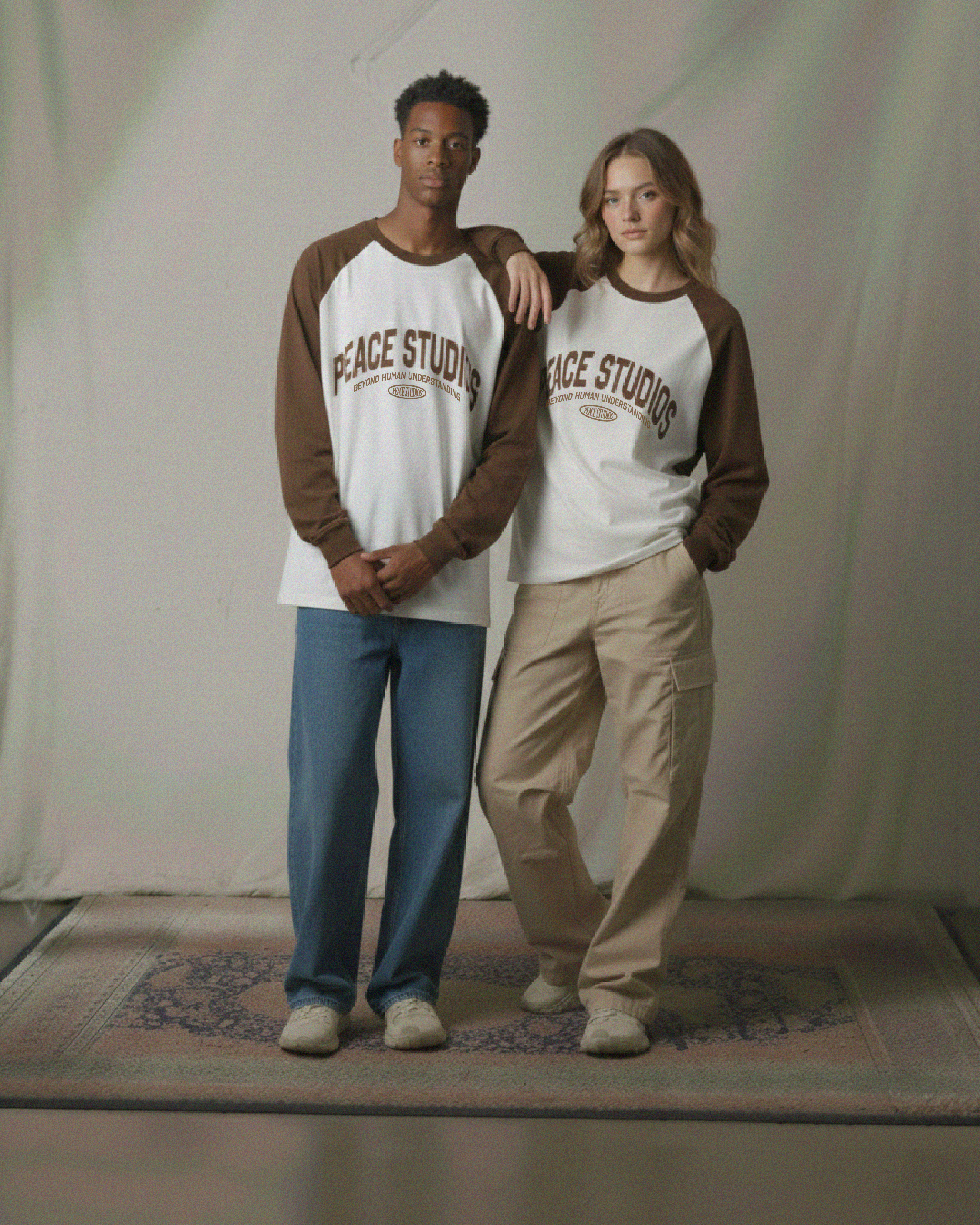 The Signature Brown and White Raglan Long-Sleeve Tee | Peace®