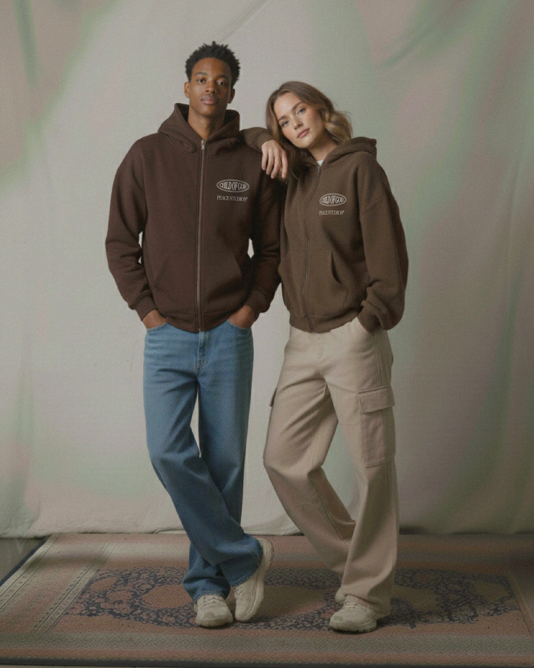 Child of God II Brown Essential Oversized Fleece Boxy Hoodie | Peace®