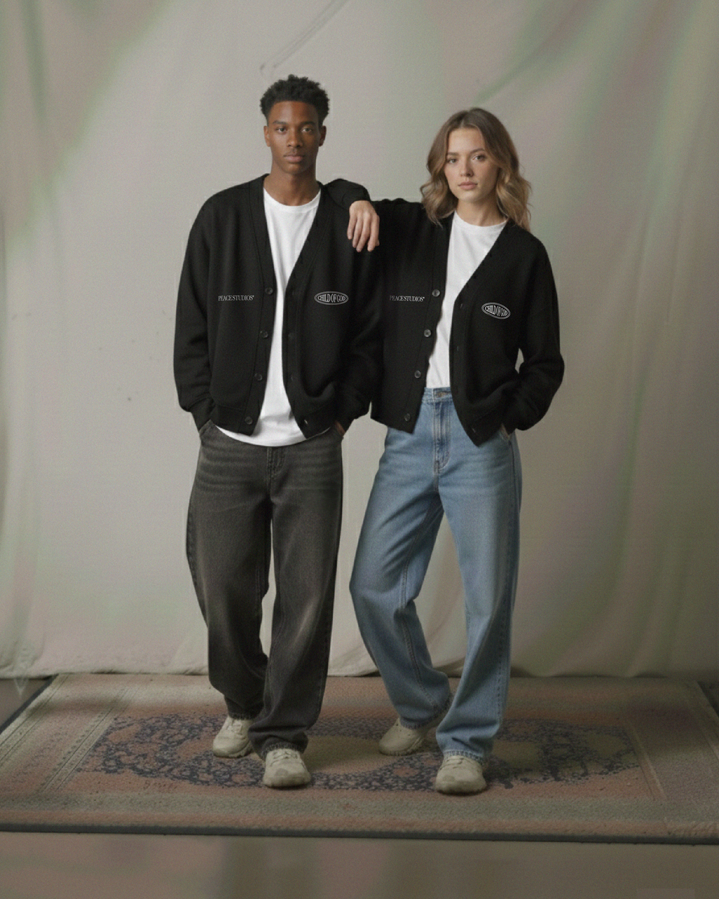 Child of God II Black Essential Heavyweight Sweat Cardigan | Peace®