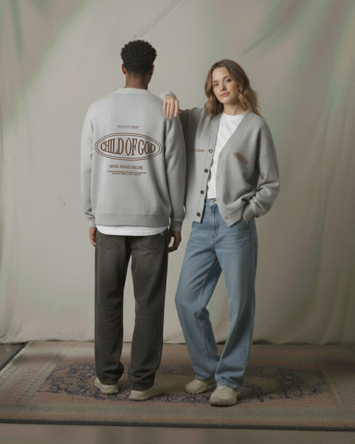 Child of God II Gray Essential Heavyweight Sweat Cardigan | Peace®