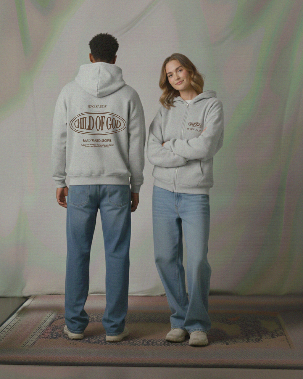 Child of God II Gray Dual-Zip Fleece Boxy Hoodie | Peace®
