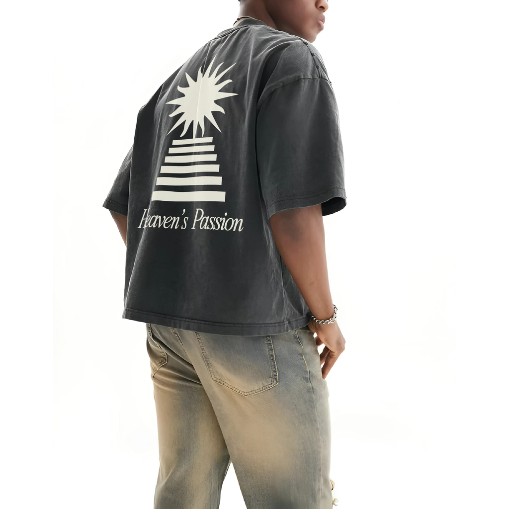 Heaven’s Passion Frayed Boxy Tee Wash Black | Peace® PEACE STORE