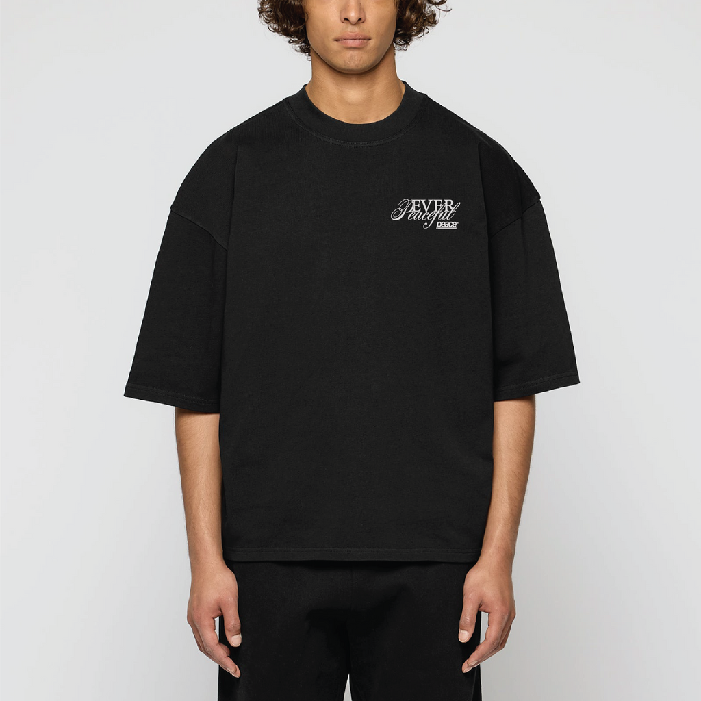 Ever Peaceful Black Loose Fit Tee | Peace® PEACE STORE