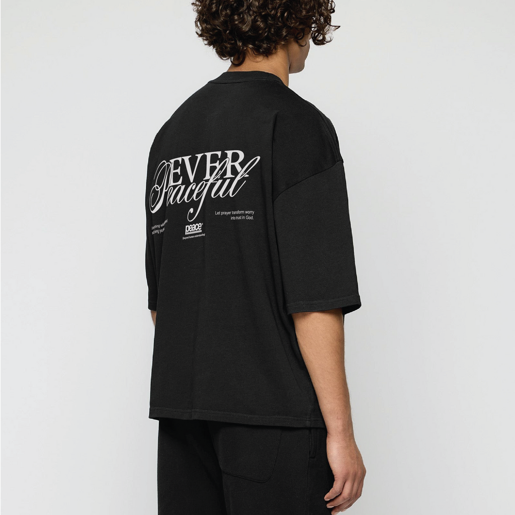 Ever Peaceful Black Loose Fit Tee | Peace® PEACE STORE