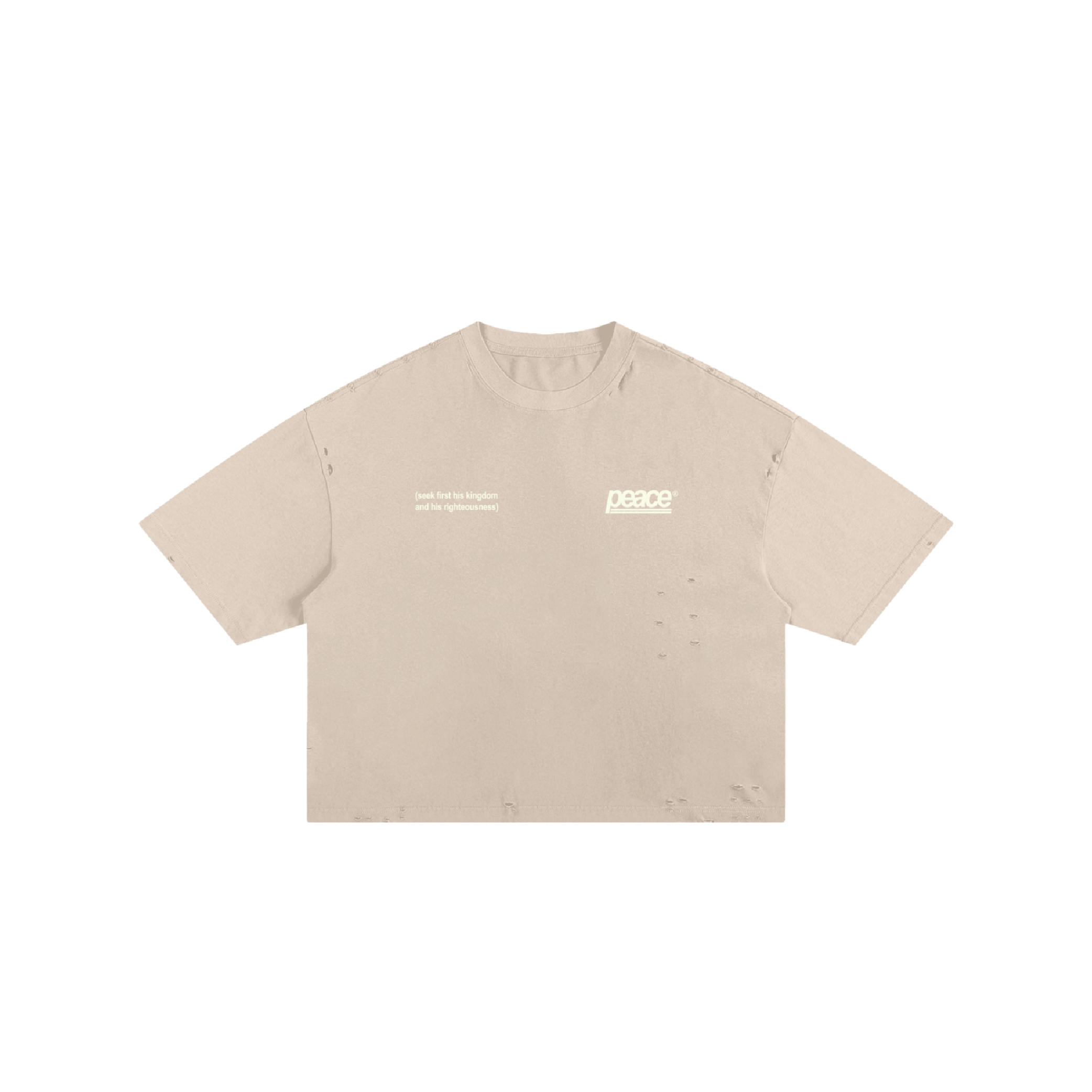 Heaven’s Passion Frayed Boxy Tee Wash Beige | Peace® PEACE STORE