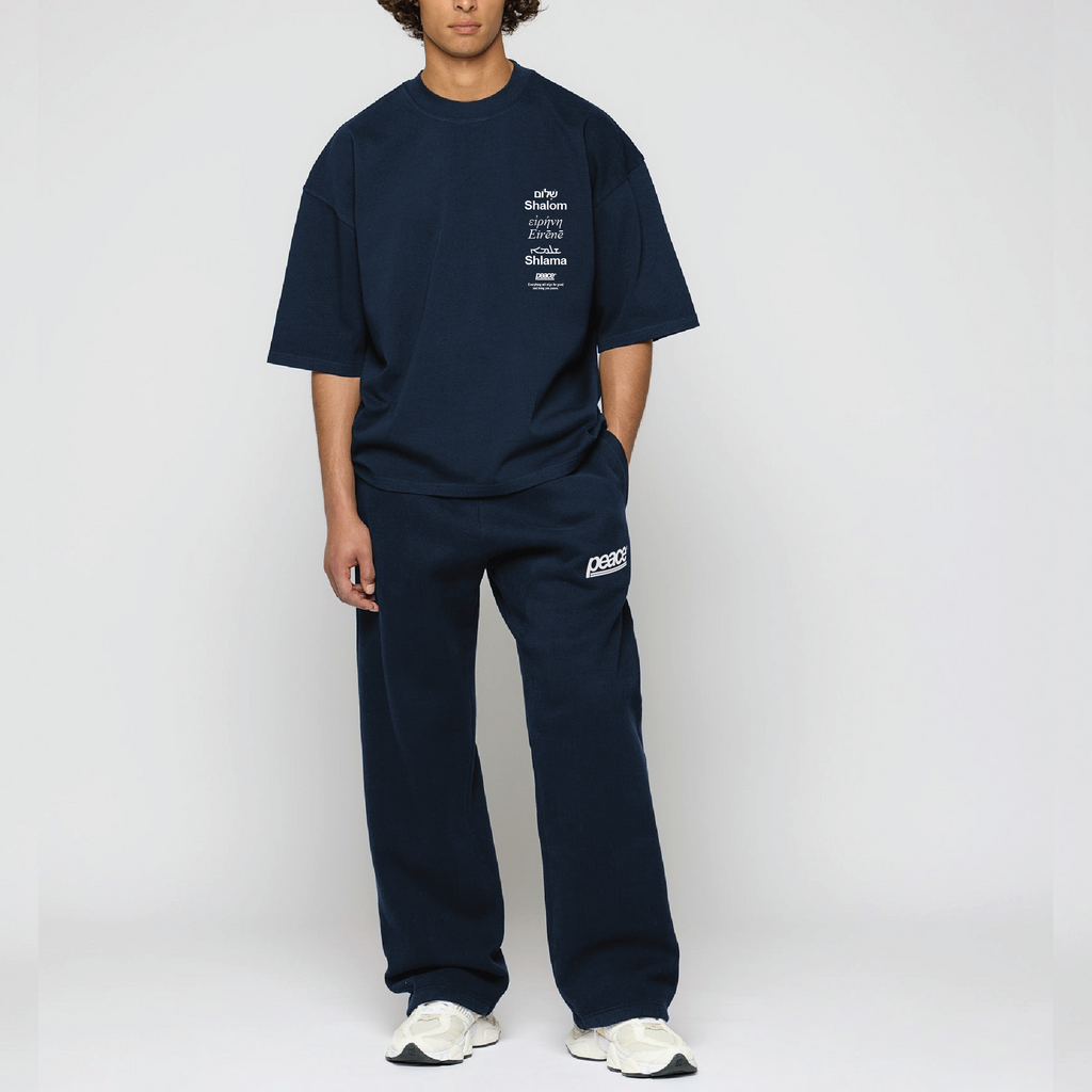 Shalom Basic Blue Loose Fit Tee | Peace® PEACE STORE